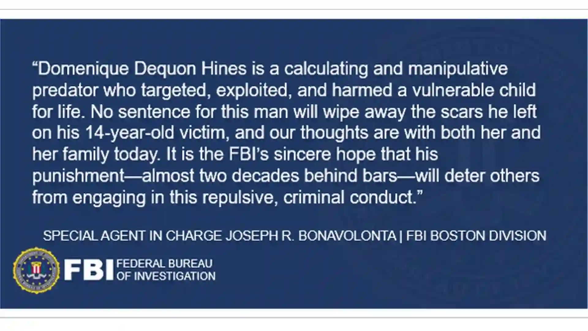 FBI Statement Against Domenique Dequon Hines [Photo: WWLP]