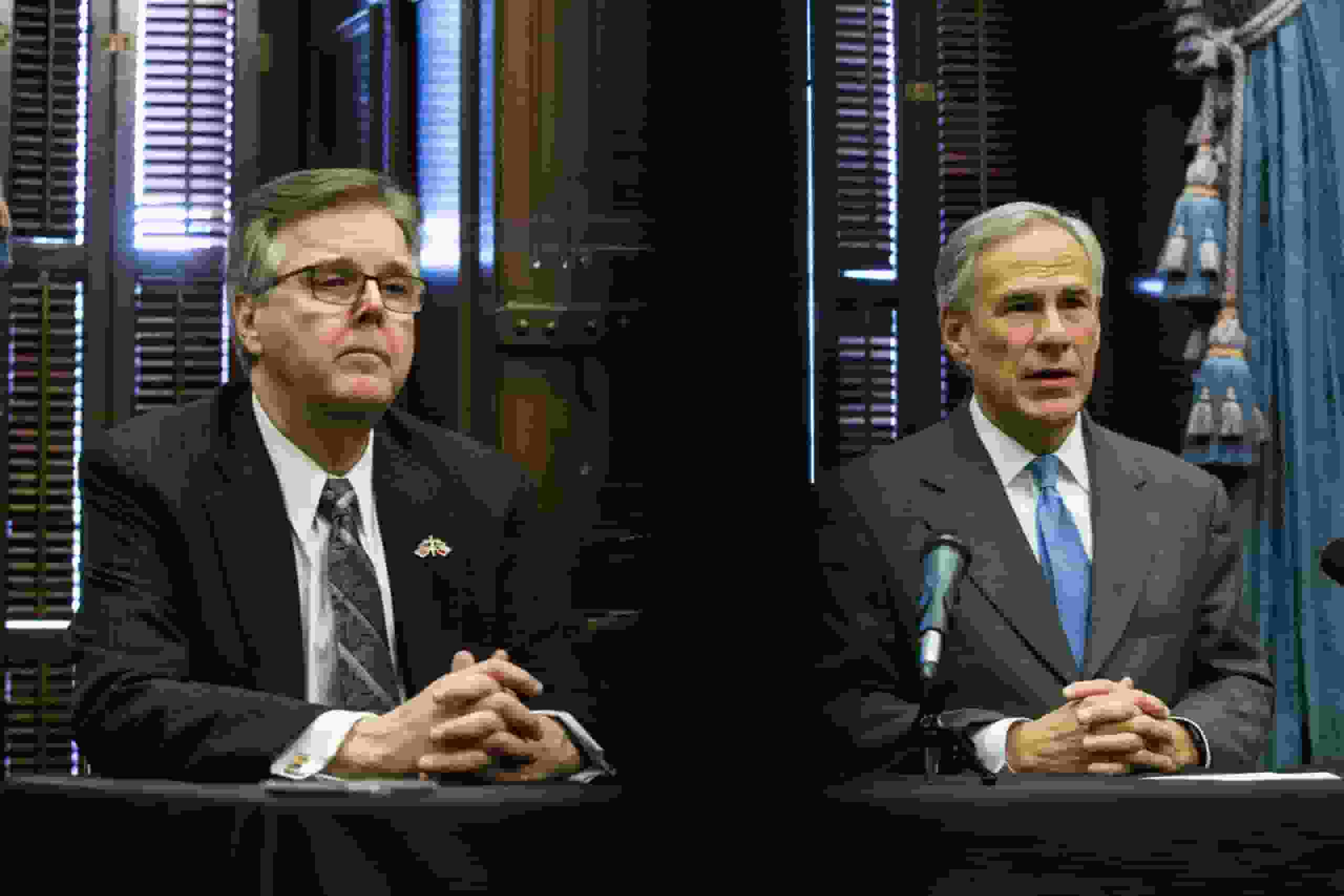 Abbott and Patrick clash over property tax plans. (Photo: Texas Standard)