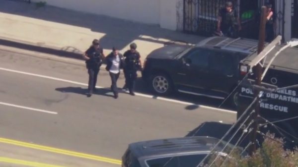 A murder suspect recently gets arrested in Los Angeles. (Photo: Fox 11 Los Angeles)