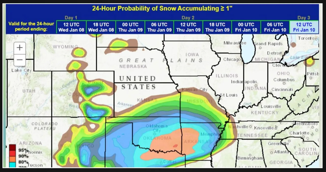 Snow Map Shows Southern States To Face The Most Severe Impact This Week